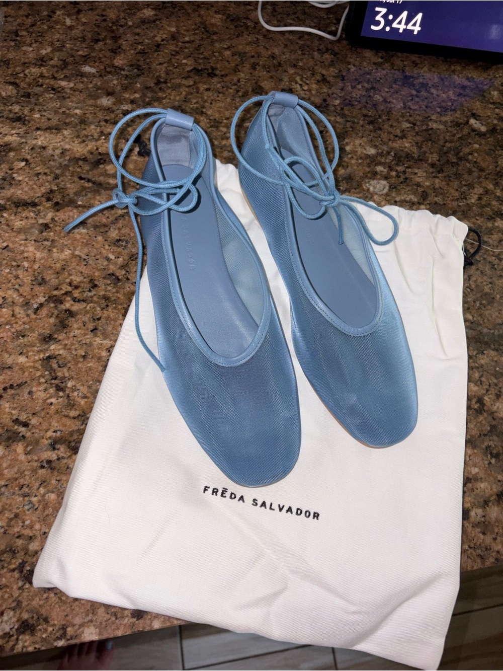 Freda Salvador Powder Blue Lace-Up Ballet Flats